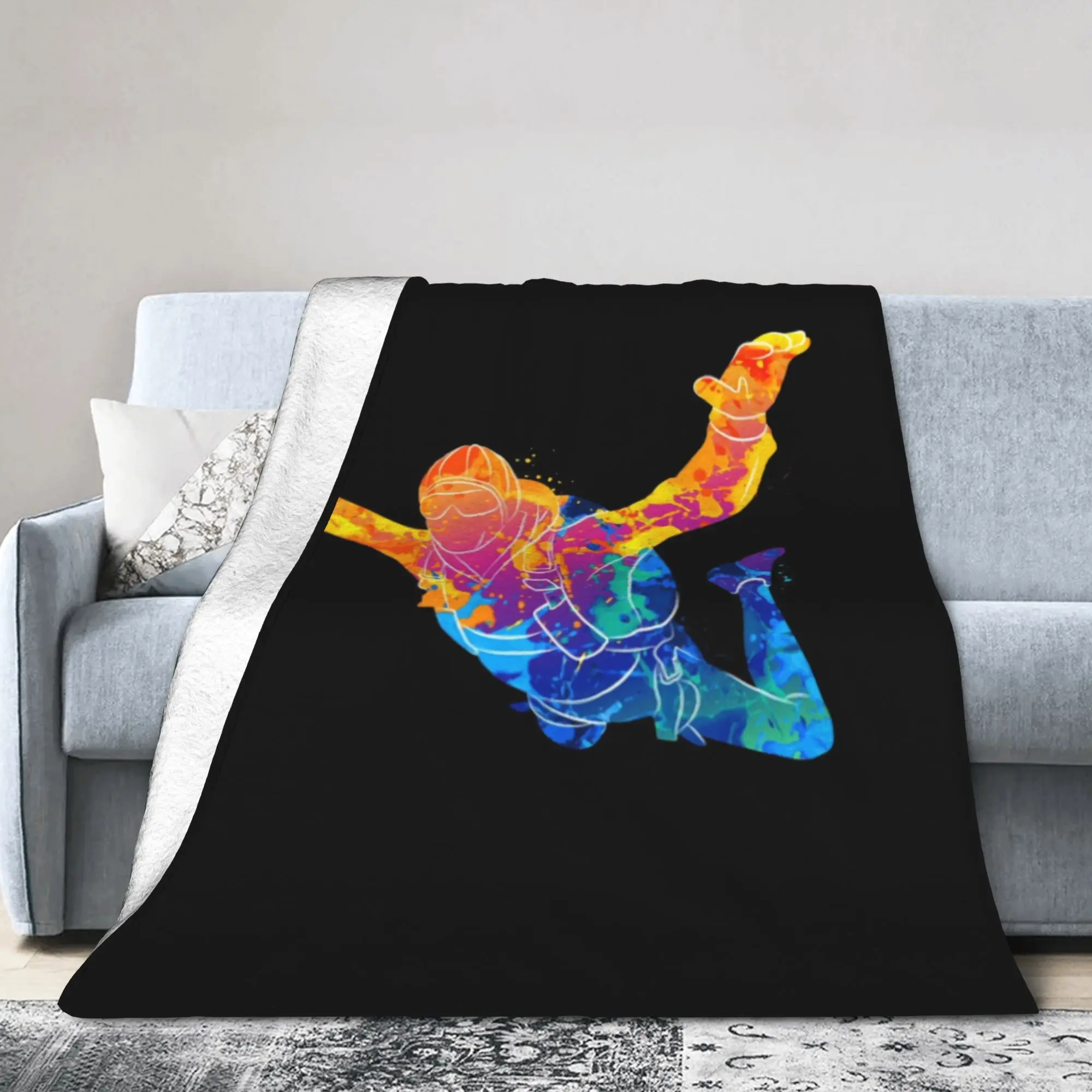 Custom 3D Print Skydiving Skydiver Blankets Breathable Soft Flannel Autumn  Throw Blanket for Couch Outdoor Bed