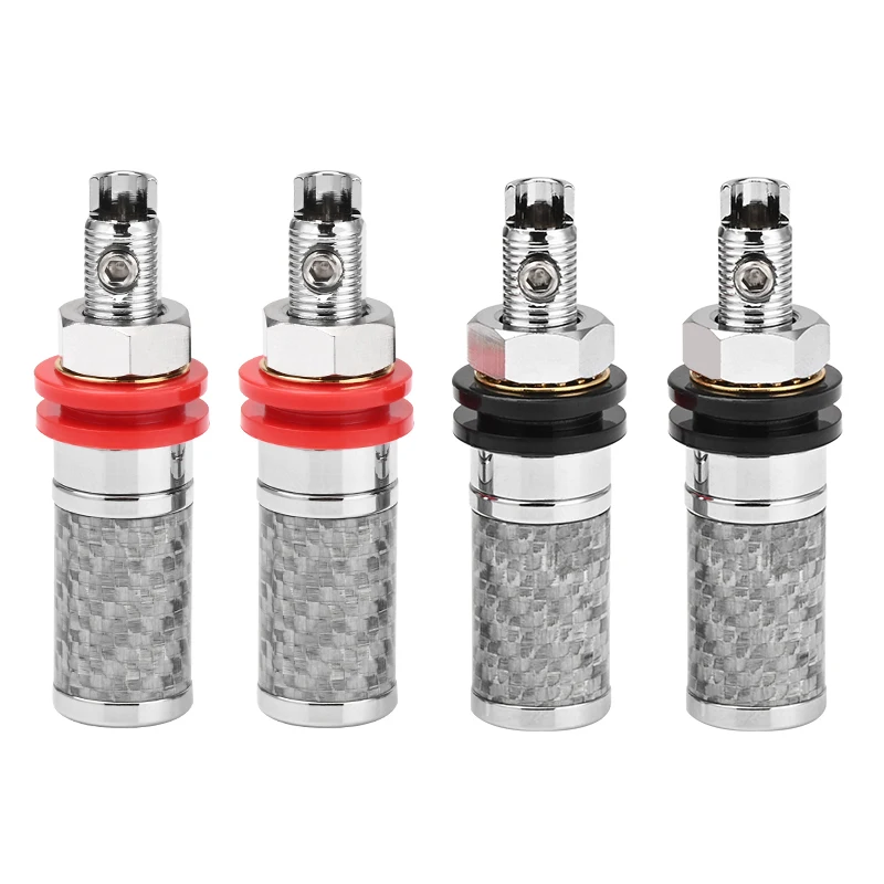 ATAUDIO 4-teiliger Hi-End-Hifi-Kohlefaser-Binde pfosten mit rhodinierten Audio-löt freien Bananen stecker klemmen 3