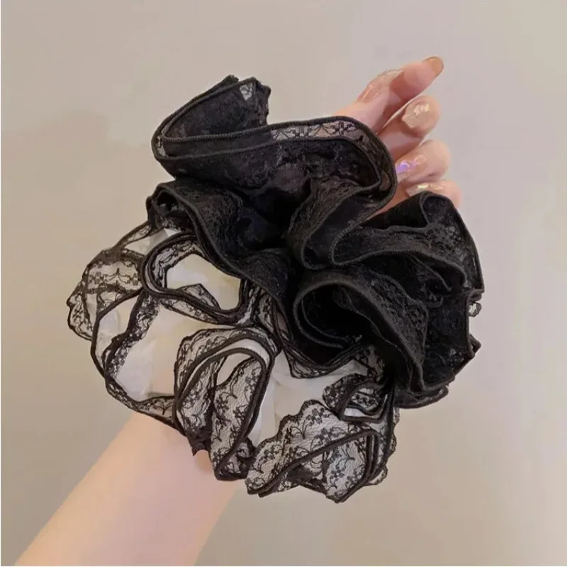 Retro Lace Edge Large Intestine Hair Ring Super Fairy Ponytail Holder Simple Hair Rope Headwear Women\'s Hair Accessories SA997