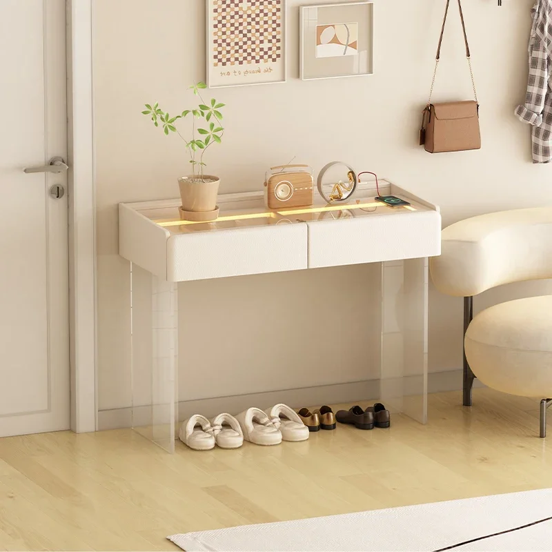 

Cream wind small size entrance table decorative against the wall very narrow strip entry acrylic entrance stor