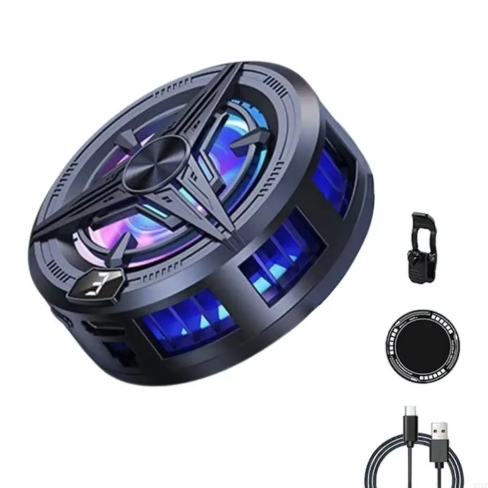 With Blue Light Mobile Phone Cooler Air Cooling Dual Turbo Speed Portable Game Heat Sink Long Lasting Type C Interface