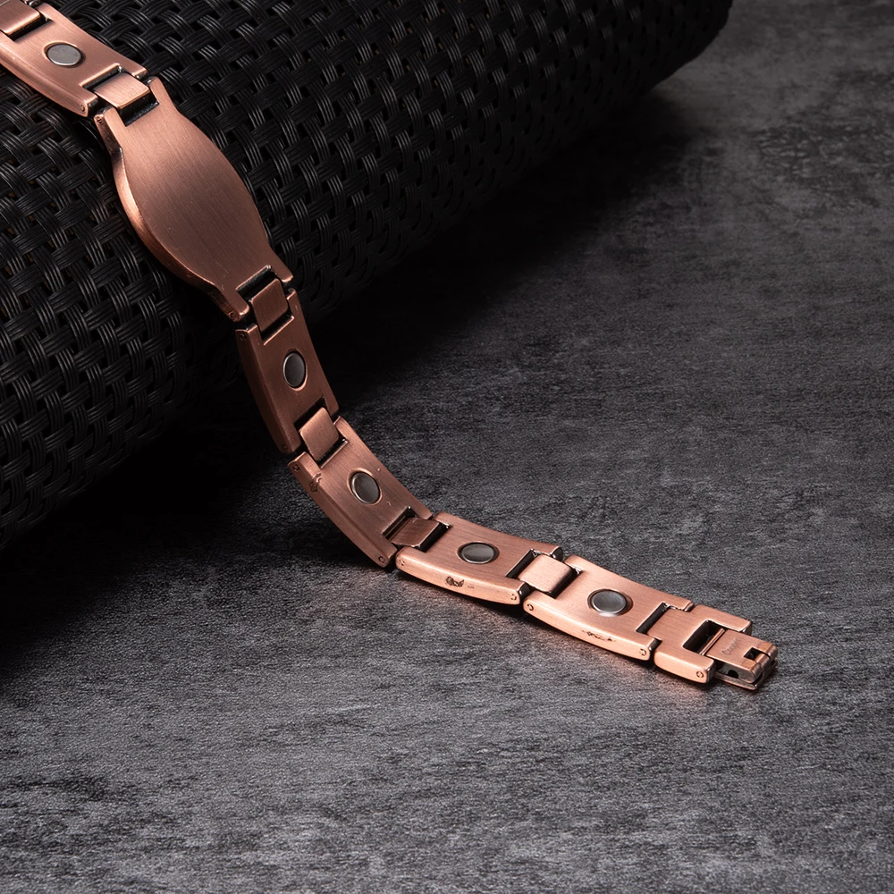 Cross Magnetic Bracelet Copper Energy 12mm Wristband Magnetic Bracelet Men Chain Link Vintage Masonic Ethnic Tribal Jewelry Men