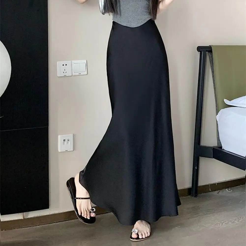 2026 Spring Autumn Women Fishtail Skirt High Waist Hip Wrapped A-Line Long Skirt Solid Color Comfortable Figure-flattering Skirt