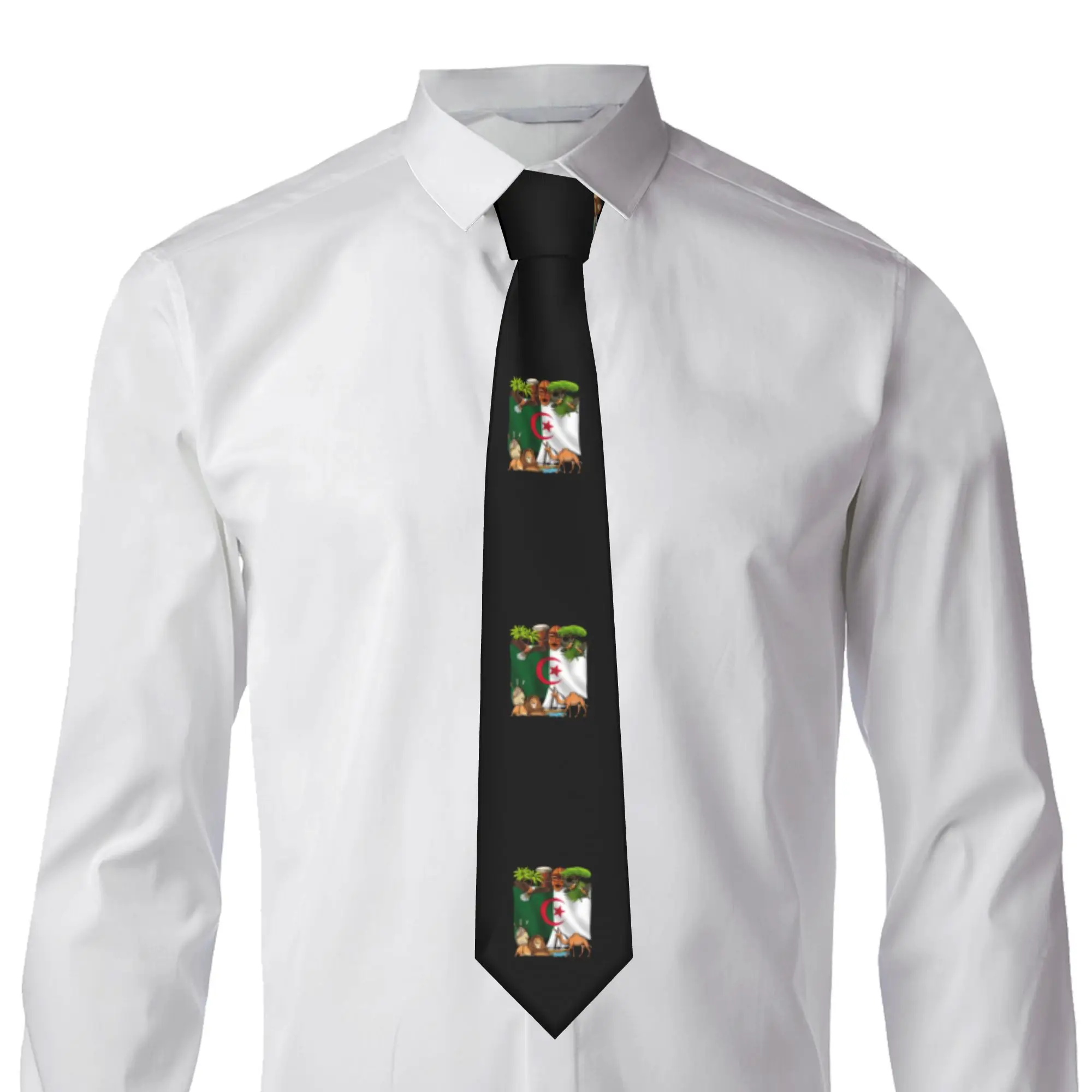 Formal Algeria National Emblem Flag  Neck Ties Men's Silk Algerian Proud Patriotic  Neckties for Wedding Gravatas