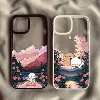 Cartoon Bubu Dudu Couple Phone Case For iPhone 16 14 15 13 Pro Max 11 12Mini XS XR 7 8Plus Landscape Shockproof Clear Cover Capa