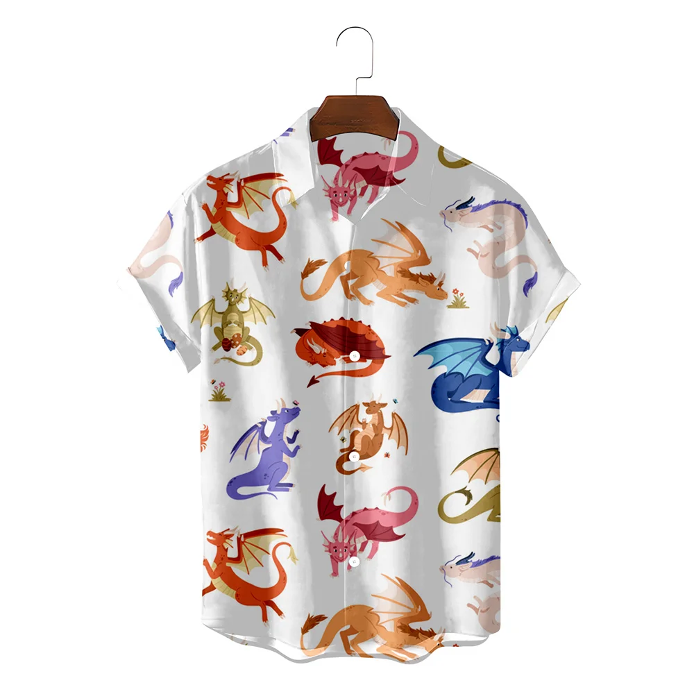 Niedliche Dinosaurier 3d Druck Hemden Männer Frauen Hawaii Hemden Männer Berufung Blusen Revers Hemd Kuba Camisa Männer Kleidung Tier