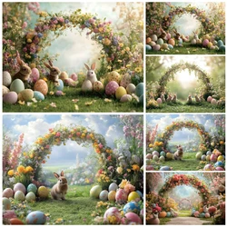 Spring Easter Photography Backdrop Dreamy Forest Arched Flowers Wall Kids Birthday Party Decoration Baby Shower Photo Background