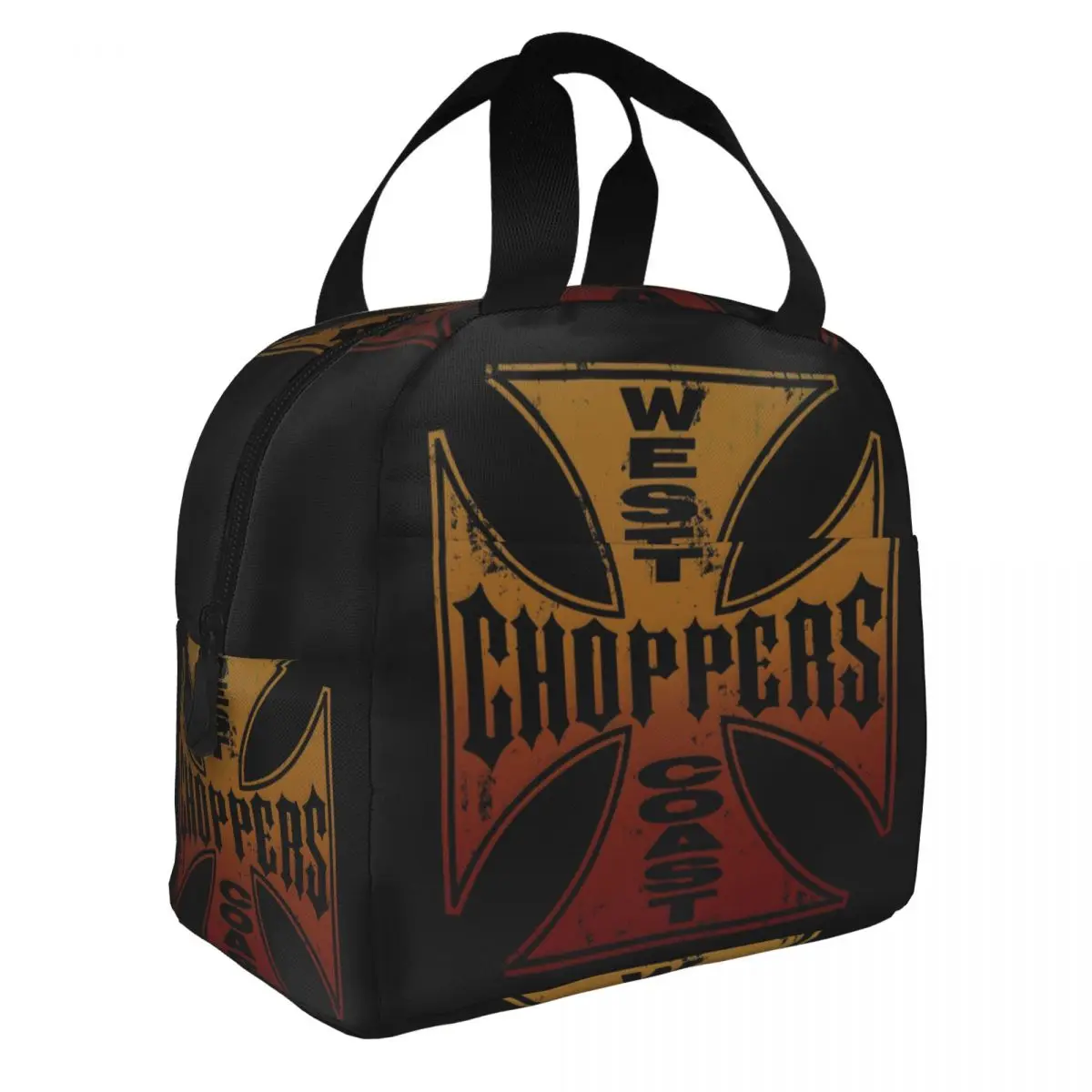 Custom West Coast Chopper Iron Cross Resuable Lunch Box for Women Leakproof Thermal Cooler Food Insulated Lunch Bag Student