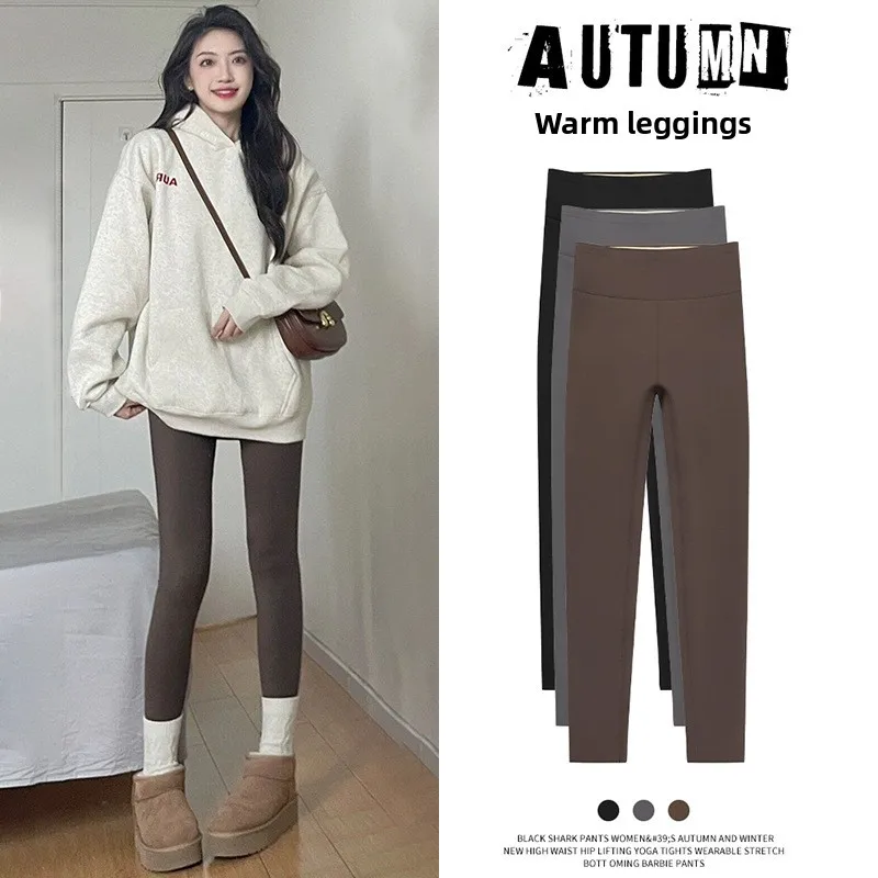 

Облегающие брюки для йоги с высокой талией, женские узкие брюки из кожи ковчег, весна-осень, тонкая модель, зимняя теплая подкладка Fce...