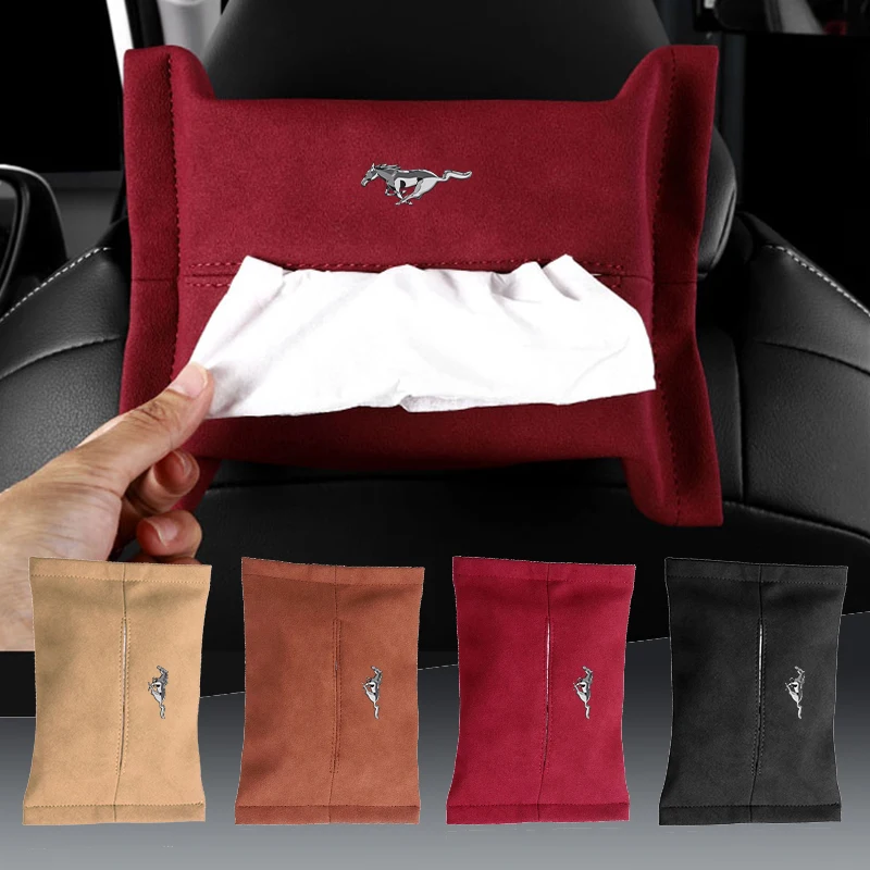 Car Tissue Box Suede Sun Visor Seat Back Hanging Bag For Mustang 2005 2006 2007 2008 2009 2016 2017 GT Guitar Eleanor Pickguard 