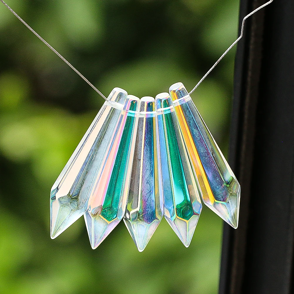 2pcs AB Beads Crystal Glass Artwork Prism Faceted Suncatcher Hanging Chandelier Pendant Home Wedding Decoration Accessories