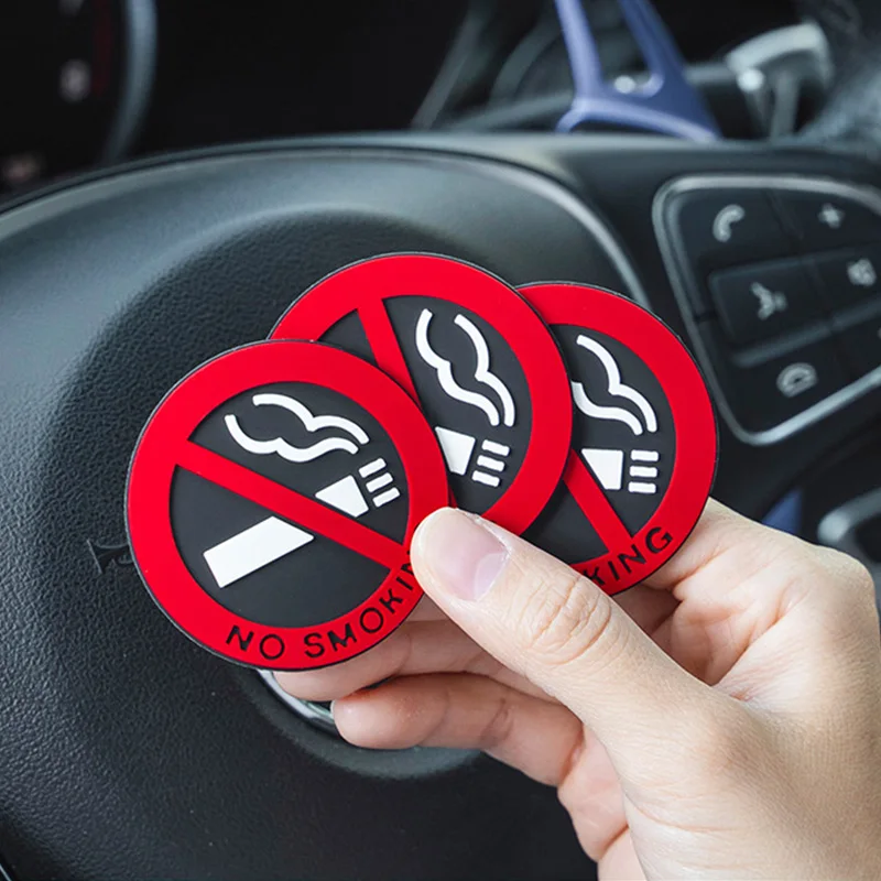 2/4pcs No Smoking Car Stickers Styling Round Red Sign Vinyl Sticker for Auto Motorcycle Home Wall Outdoor Car Accessories