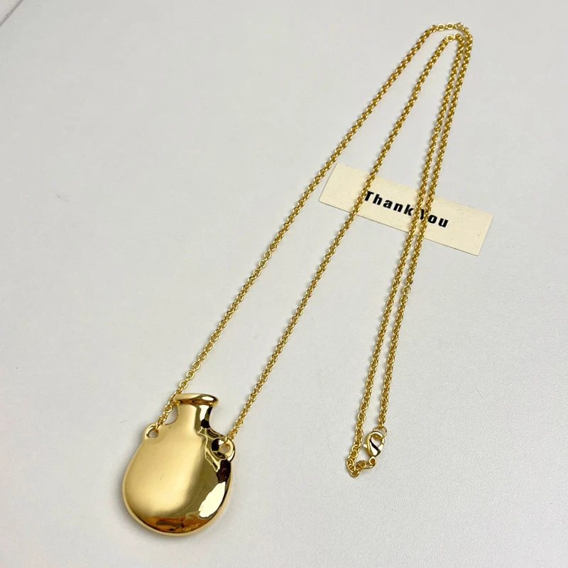 Simple Novelty Metal Small Vase Pendant Necklace Women's Sweet Cool Chili Style Long Stacked Jumper Chain Jewellery Accessories image 4