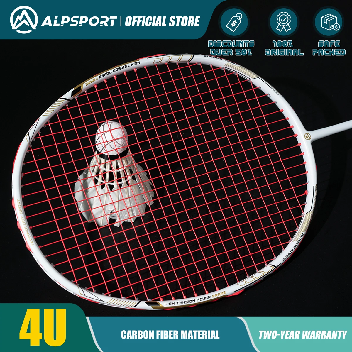 

ALP ARMOR 4U Badminton Racket Full carbon fiber Max 32 lbs High quality Imported Carbon Fiber Racket For training