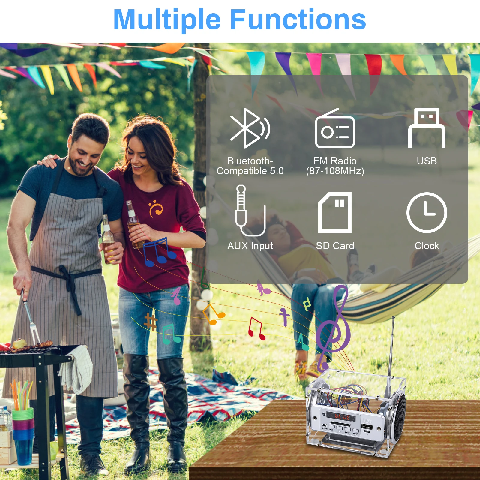 DIY FM Radio Kit Bluetooth-Compatible Speaker Electronic Soldering Practice Home Outdoor Sound Amplifier for School Education