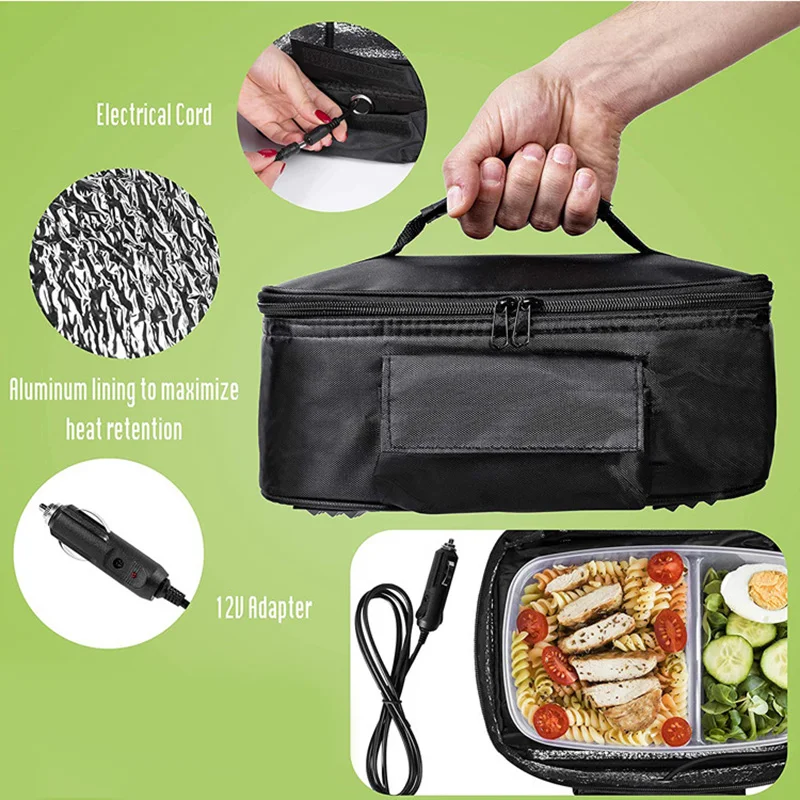 Borsa riscaldata elettrica per auto 12V viaggio portatile Picnic campeggio riscaldamento per alimenti forno Lunch Box scaldavivande contenitore