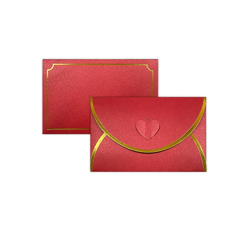 50Pcs Gift Card Envelopes With Love Buckle Business High-End Envelope For Note Cards, Wedding Wine Red