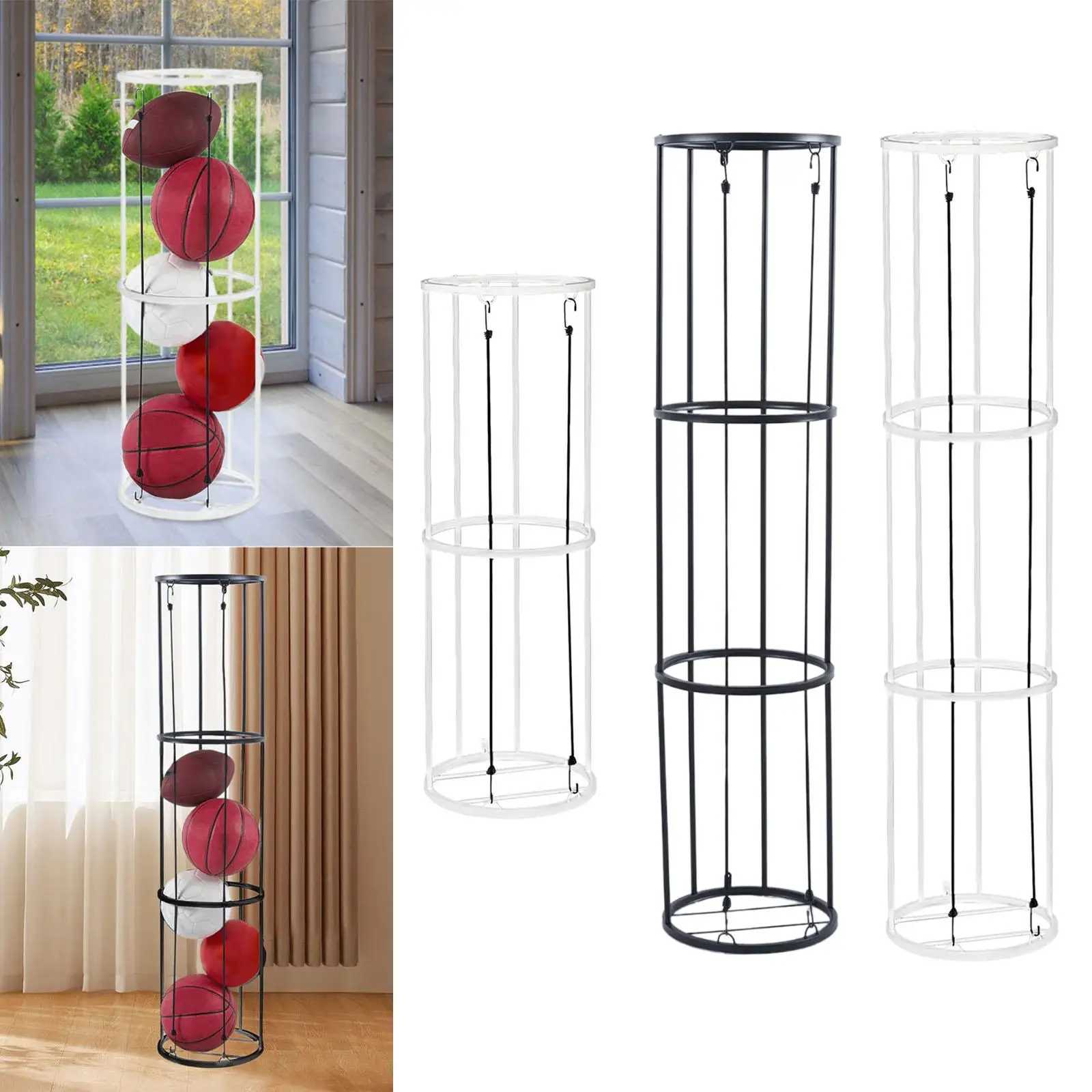 Basketball Ball Storage Rack Columnar Vertical Ball Rack Basketball Holder Garage Ball Organizer for Gyms Home Indoor Rooms