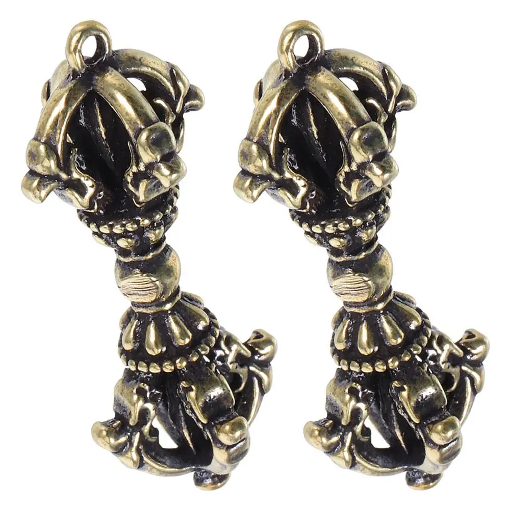 

2 Pcs Dorje Pendant Tibetan Ritual Style Keychain Necklace Brass Vintage Vajra Dorje Pendant Jewelry Accessories