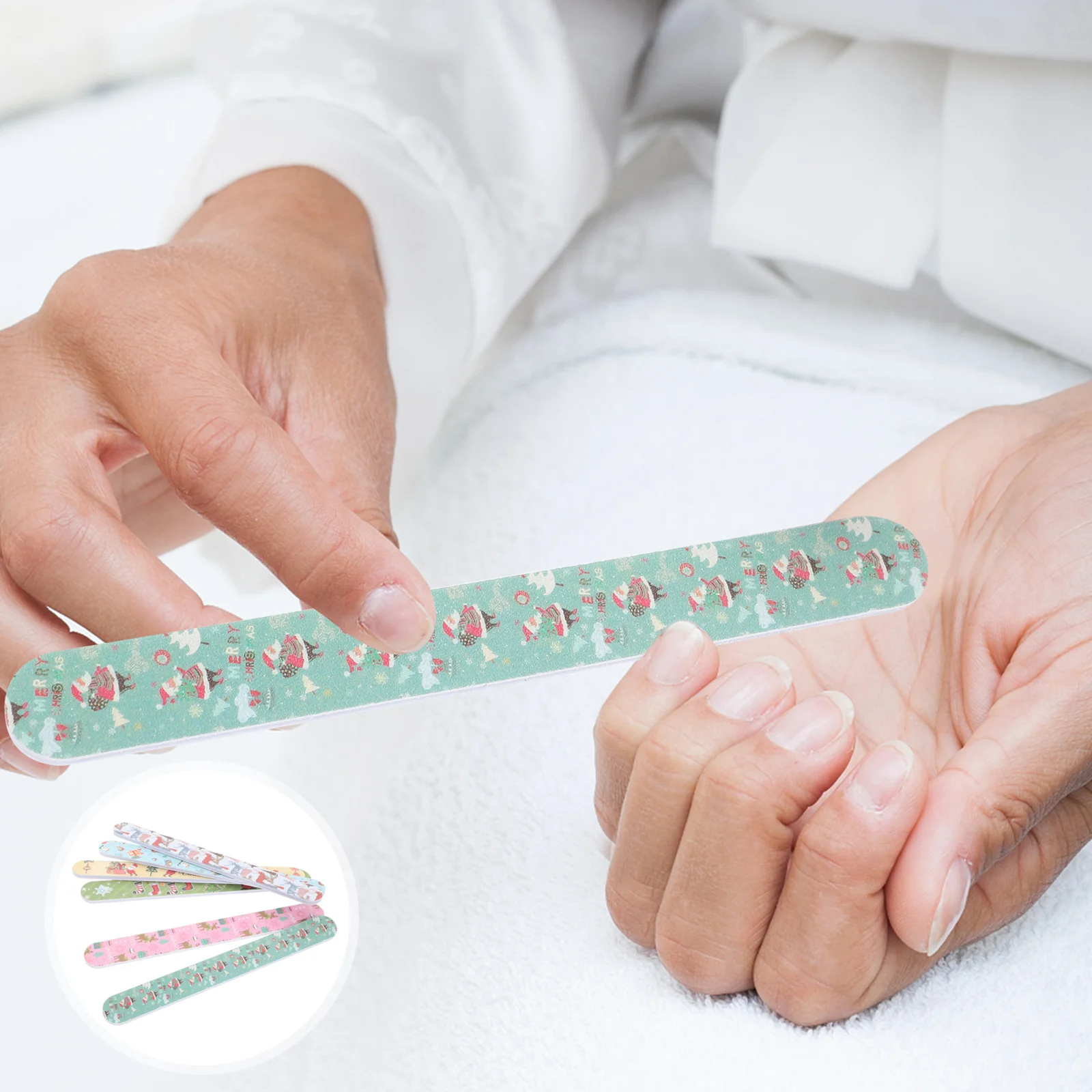 12 قطعة ملفات الأظافر حصى عيد الميلاد مانيكير أدوات باديكير للأظافر الصناعية الطبيعية تصميم فني DIY بها بنفسك في صالون المنزل استخدام ملفات عيد الميلاد #2