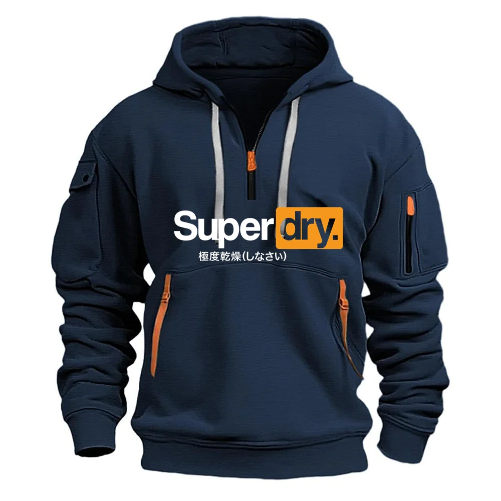 SUPERDRY العلامة التجارية الجافة للغاية العصرية إلكتروني طباعة تصميم جديد متعدد جيب سستة ملابس العمل نمط اليومية فضفاض الشارع الرجال البلوز