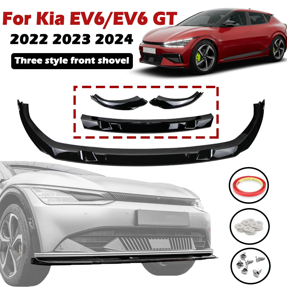 For Kia EV6/EV6 GT GT-Line 2022 2023 2024 Front Lip Splitter ABS Front Bumper Lip Spoiler Air Dam Side Body Kit Accessories