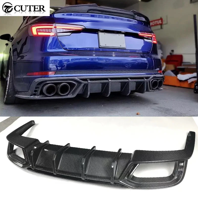 A4 B9 S4 Dry Carbon Fiber Rear Bumper Lip Diffuser Splitter for Audi A4 B9 S4 Car body kit 2021