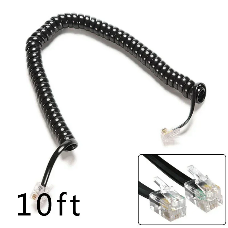 Cable de extensión de teléfono RJ10 de 3 metros, Cable de línea en espiral rizado, Cable de resorte, Cable de extensión de voz para teléfono
