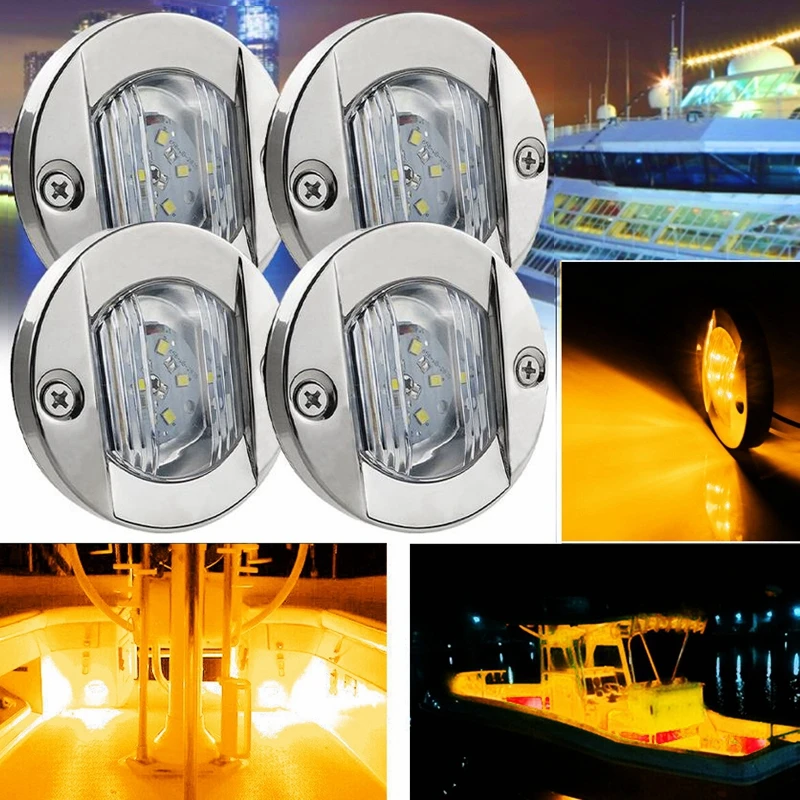 6LED DC 12V Round Yacht Marine Boat LED Stern Light Cabin Deck Courtesy Light Marine Interior Cabin Lamps Waterproof