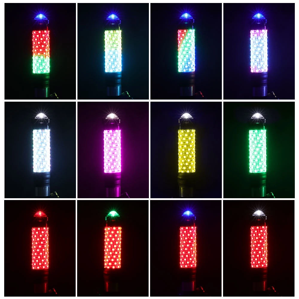 2-in-1 2pc 2ft whipless Fat Whip Lights Alien Lights with Integrated Rocker Switch Remote & APP Control, 360° Spiral Multi-Color