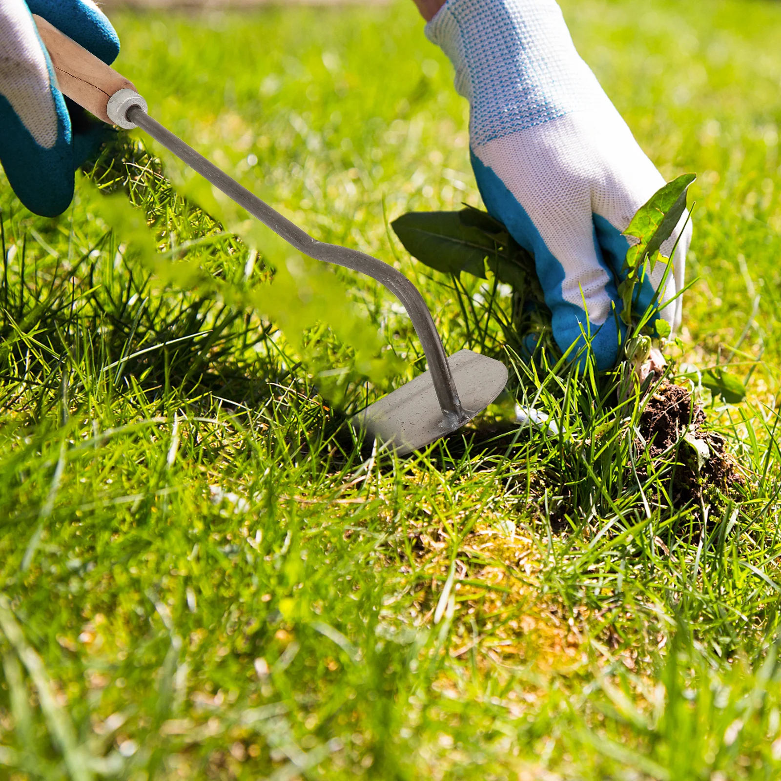 Herramienta de Jardín Portátil de Acero, Ligera, con Cuello Curvo y Mango de Madera, para Plantar, Desherbar y Excavar, Forjada a Mano