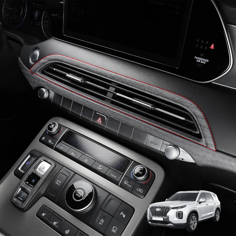 For Hyundai Palisade 2020-2022 Carbon Fiber Dashboard Middle Vent Cover Trim Car Supplies Accessories LHD