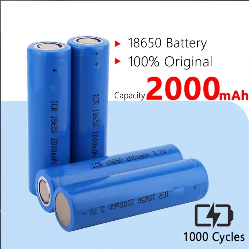 1-10PCS ICR18650 100% Capacity 2000mAh 3.7V 18650 Lithium Batteries INR 18650 20Q 1a 0.5c Dischargeable Li-ion Battery