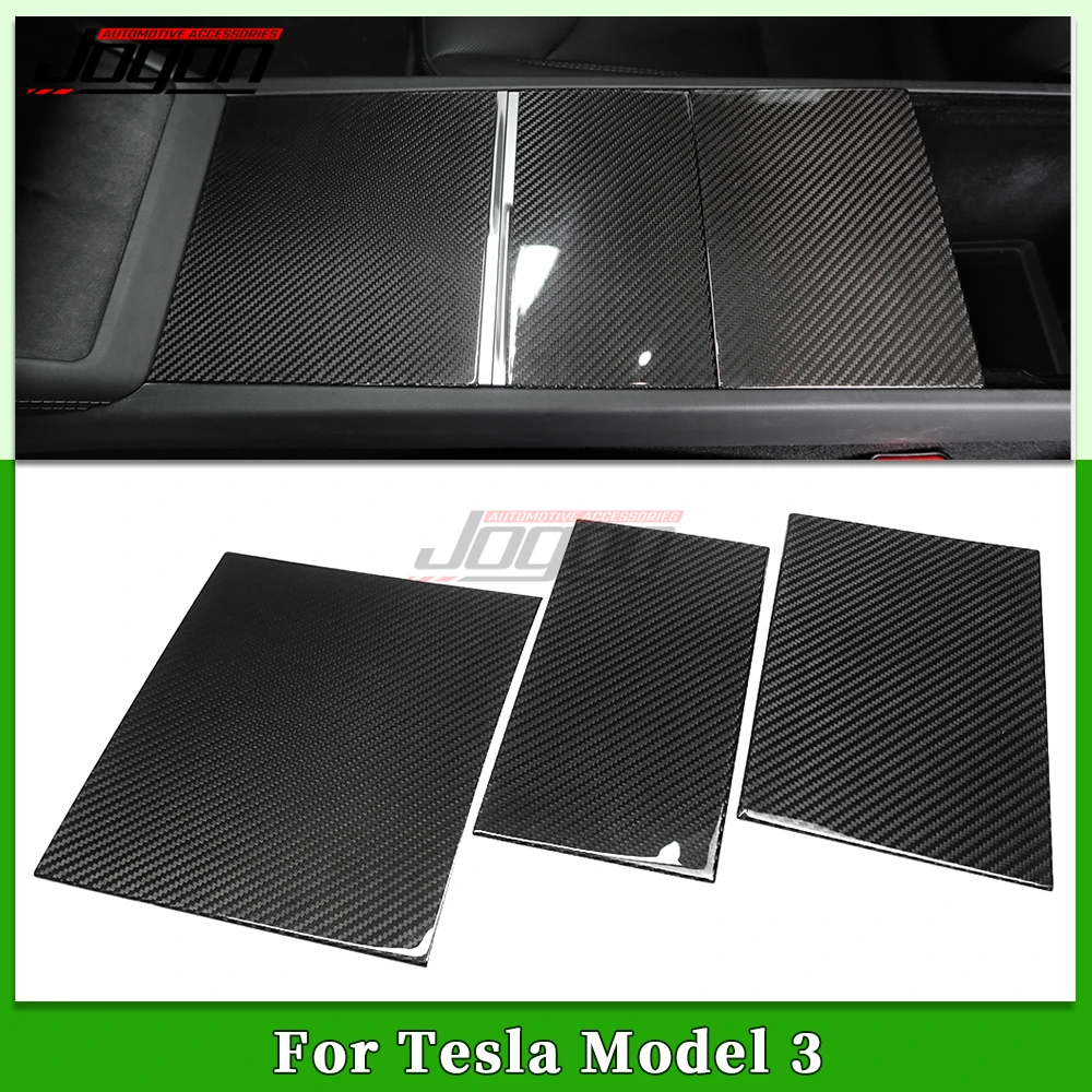 Glossy & Matte& Forged Carbon 3Pcs Car Interior Central Console Armrest Storage Box Panel Cover Trim For Tesla Model 3 2024