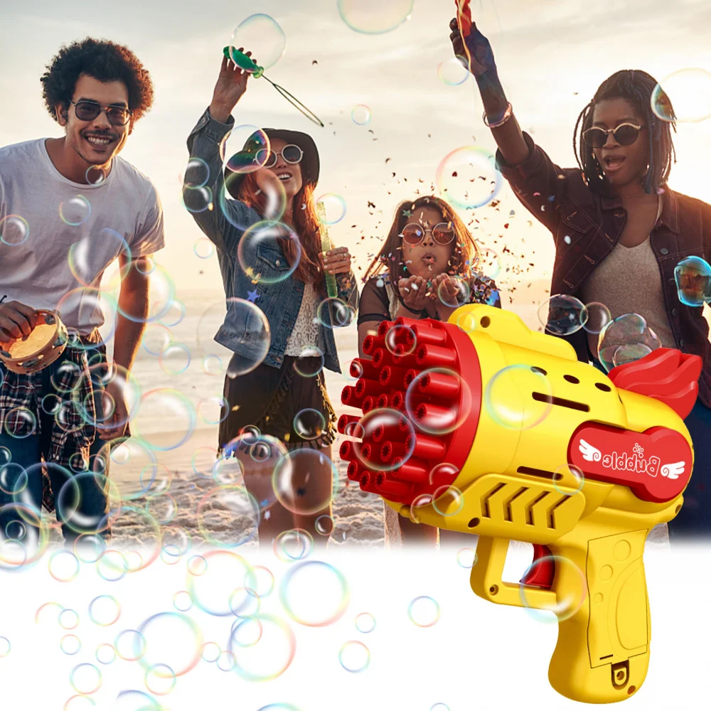 23/29Hole Bubble Gun Kids Toys Automatic Soap Rocket Bubbles Machine Outdoor Wedding Party Toy Led Light Children Birthday Gifts