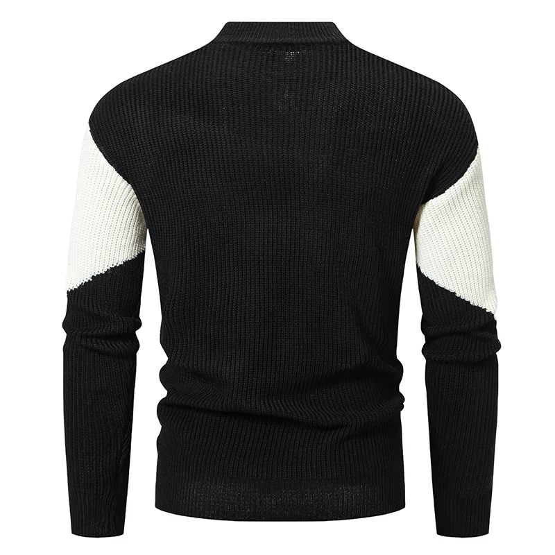 Half Turtleneck Knitwear Sweater New Mock Neck Splice Sweatshirts Solid Color Pullovers Man Brand Casual Mens Streetwear