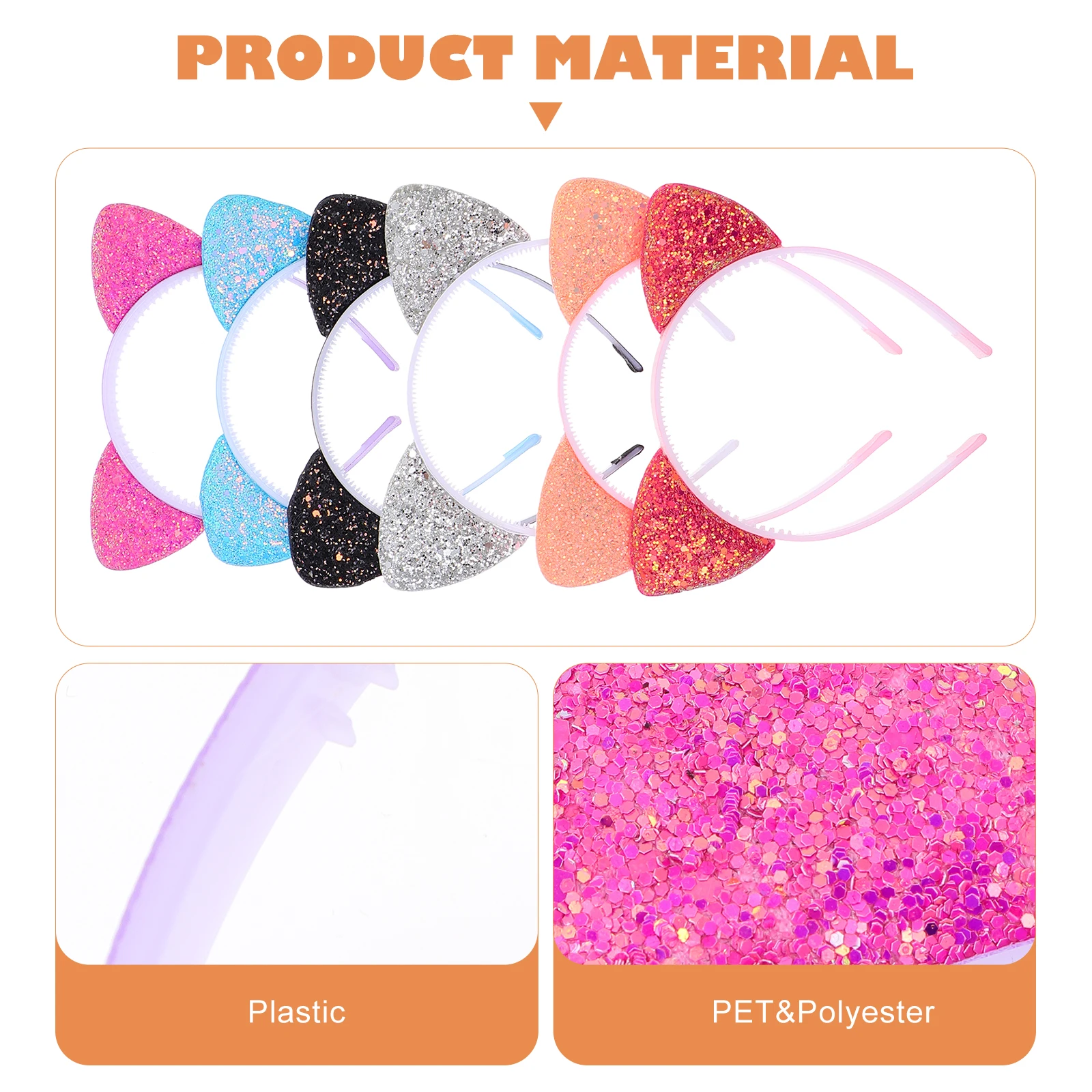 

6pcs Cat Ears Headband Hairband Kids Girls Accessories Lightweight Comfortable Adorable Party Halloween Carnival Costume Gift