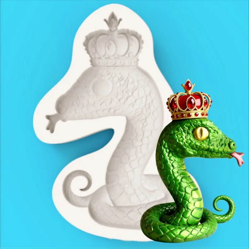 Crown Snake King Silicone Mold High-Precision Scale Engraving Mold Fantasy Theme Fondant Chocolate Making Silicone Mold