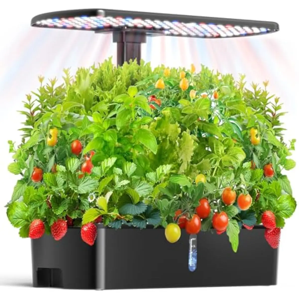 Hydroponic Indoor Garden System with 12 Pods and Full-Spectrum LED Light • Ultra-Quiet Circulating Pump • Dual Veg & Bloom Modes