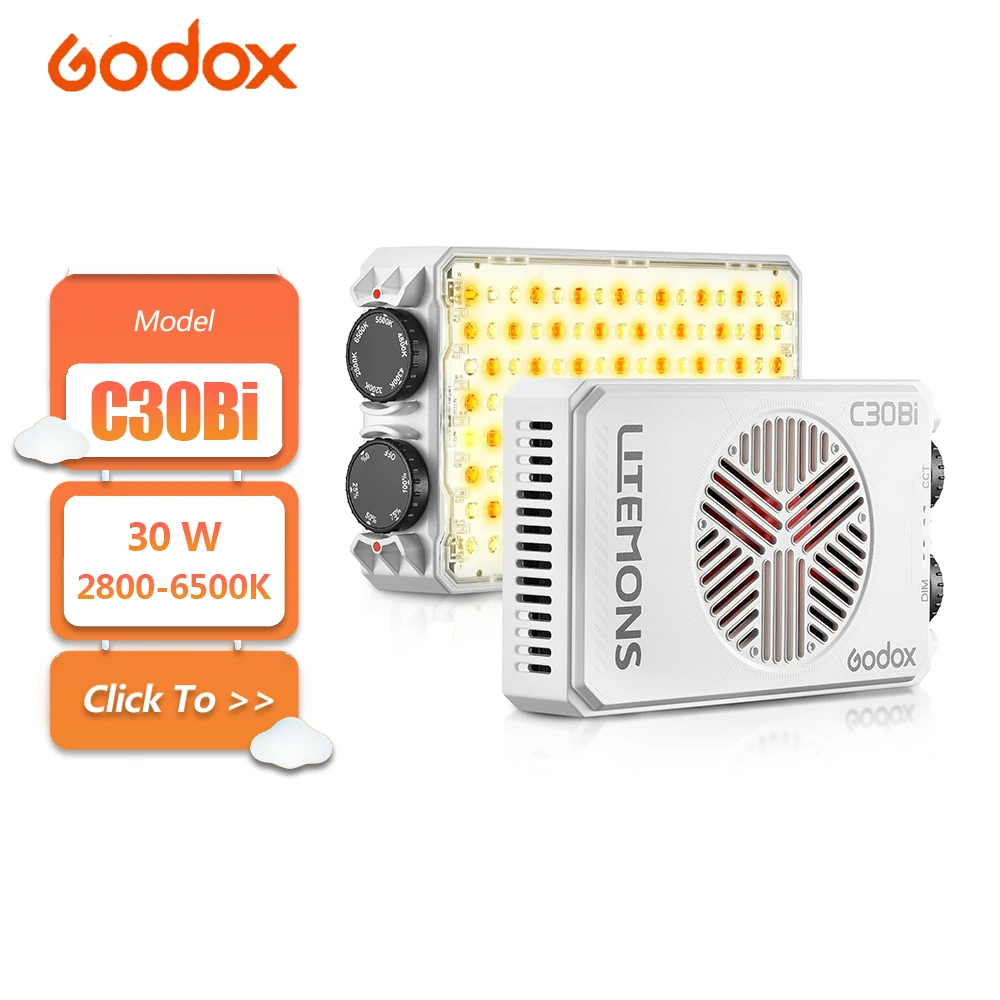 

Godox Litemons C30Bi 30W 2800K to 6500K Bi-color Mini Pocket LED Panel Light for Photography Vlogging Fill Light CRI 94 TLCI 96