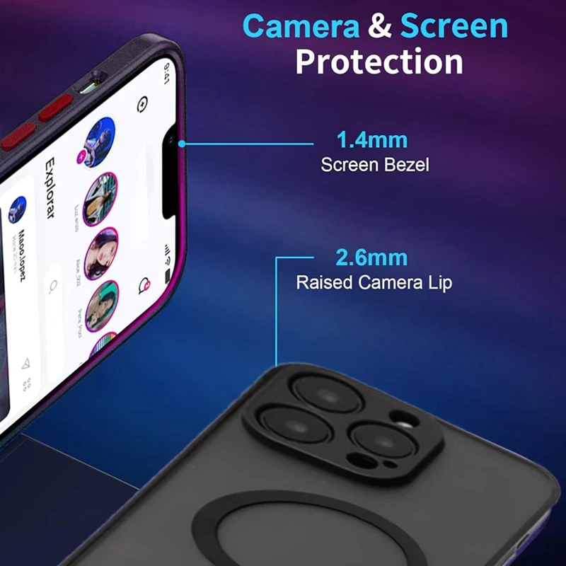 UYUXIO Handyhülle mit magnetischem Ständer für iPhone 17, 16, 15, 14 Pro Max, 13, 12, 11, Hüllen mit Ständer, Rückseite mit Halterung – Detail 5