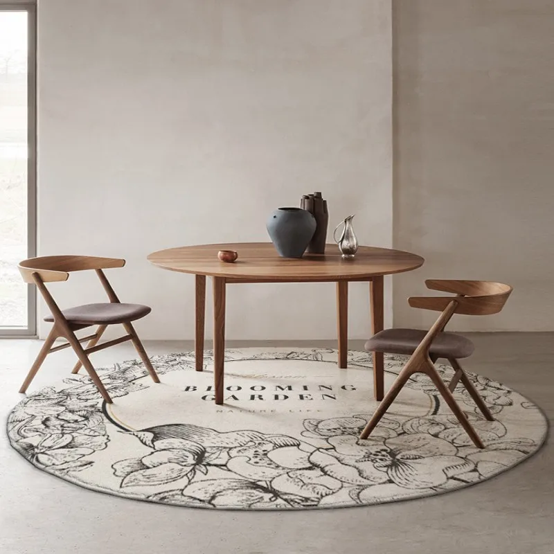 French Retro Living Room Decoration Carpet Round Plush Rugs for Bedroom Home Fluffy Soft Floor Mat Large Area Carpets Lounge Rug