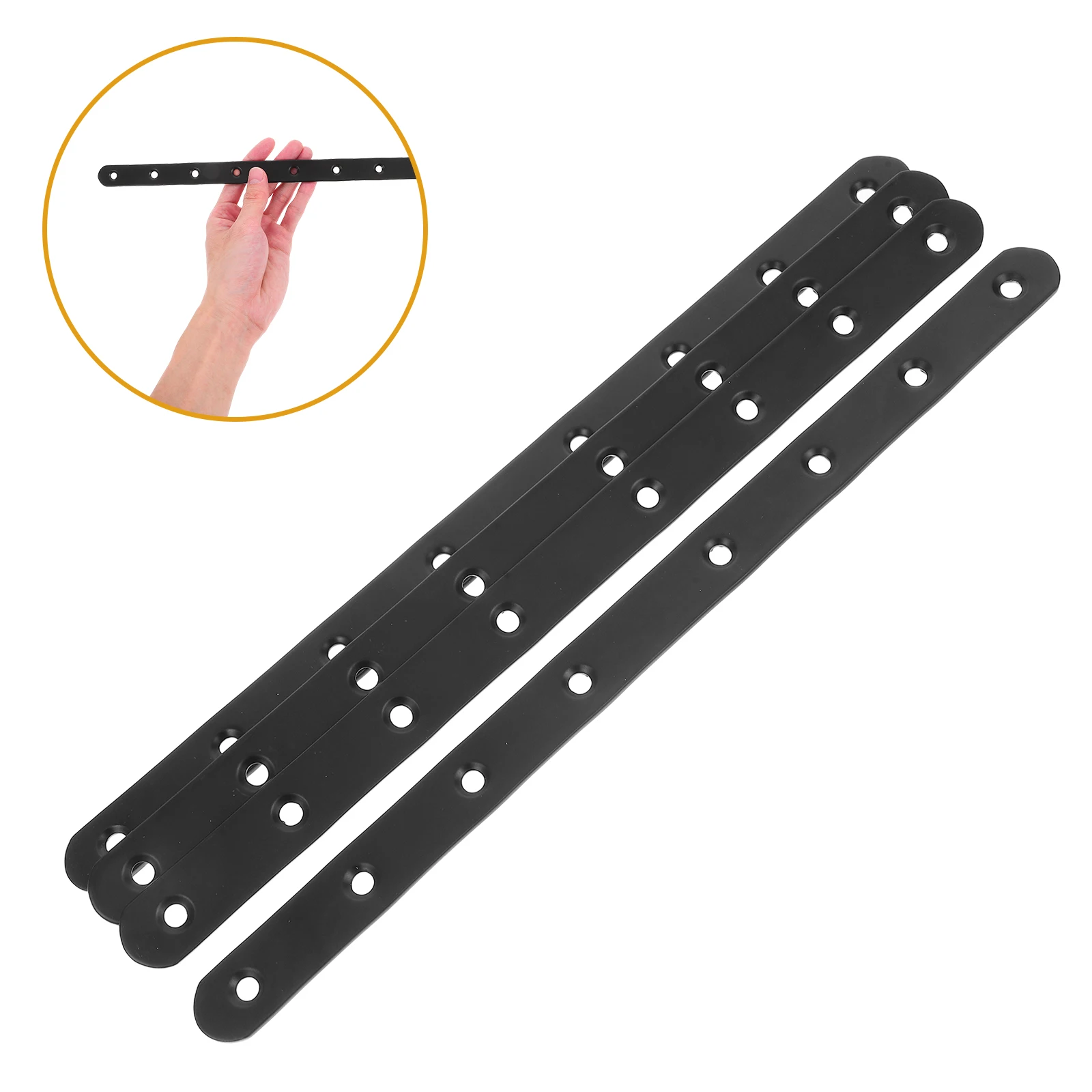 

4Pcs Flat Straight Brace Brackets Stainless Steel Heavy Duty Furniture Repair Support Braces for Wood Cabinets Bookshelves