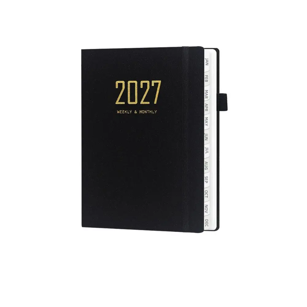 Portable A5 2027 Schedule Book To Do List Planner Reminder Agenda Book Textured PU Planner Notebook Students
