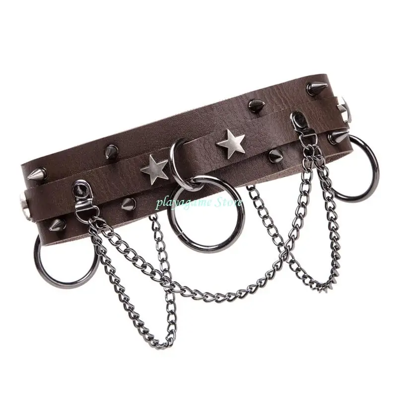 

Y88A Mercenary Knights Shoulder Armour Rivets Studded Choker Necklace for LARP/Cosplay