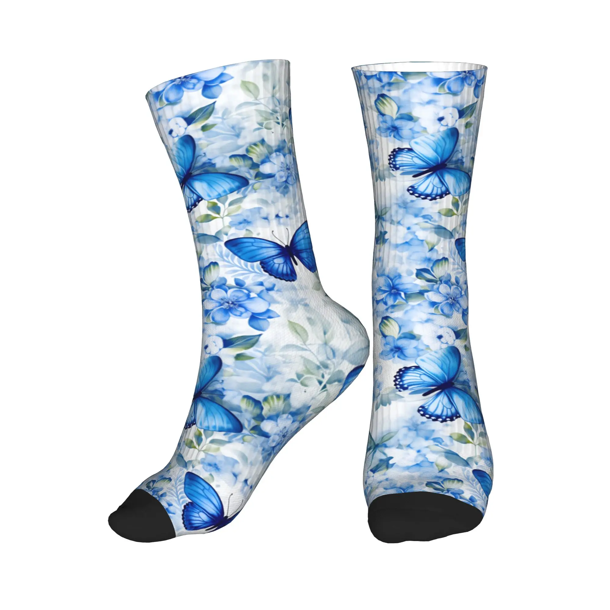 

Harajuku Blue Butterfly Ballet Socks Men Women Warm 3D Print Sports Basketball Socks