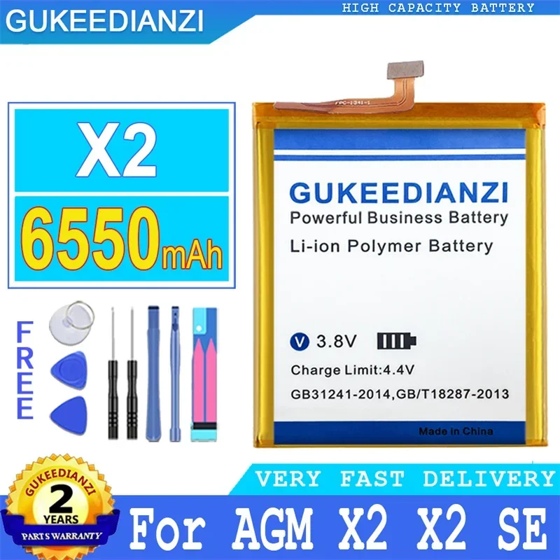 

Запасной аккумулятор GUKEEDIANZI для AGM X2 SE, аккумулятор большой мощности аккумулятор, бесплатные инструменты, номер отслеживания, 6550 мАч, высокое качество