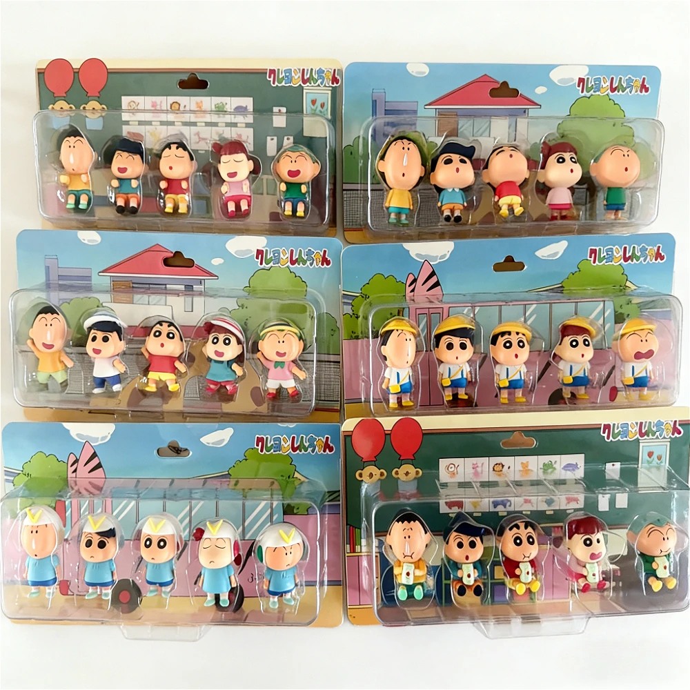 

Crayon Shinchan Five Member Moe Blind Box Anime Peripherals Figure Doll Cute Desktop Ornament Kawaii Surprise Bag Mini Toy Gift