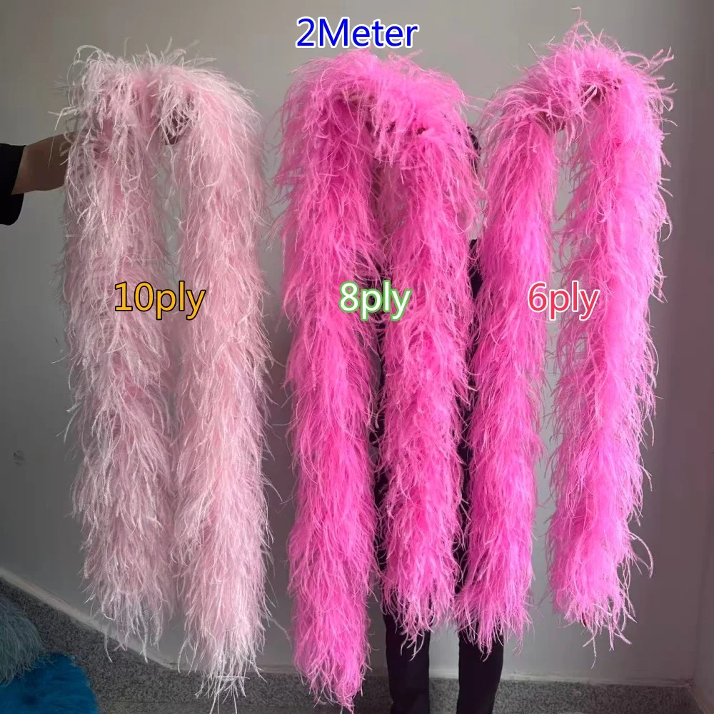 2/6/8/10/20 Ply High Quality Ostrich Feather Boa 2M Fluffy Ostrich Feather Scarf for Wedding Party Costume Dress Sewing Decor