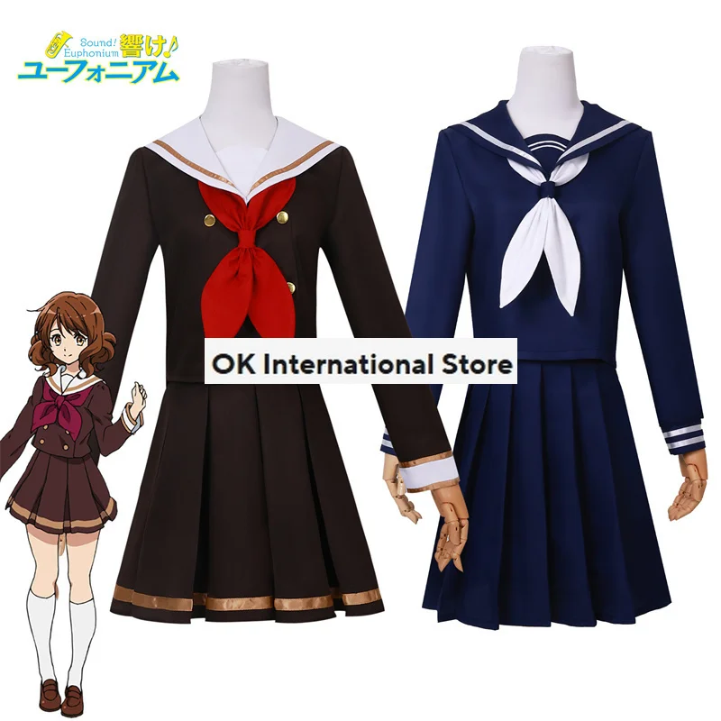 Mayu Kuroo Fantasia de Cosplay com Peruca, Saia Azul, Fato de Marinheiro, Uniforme Anime Sound High School Girl, Eufónio 3, Conjunto de roupas de Halloween